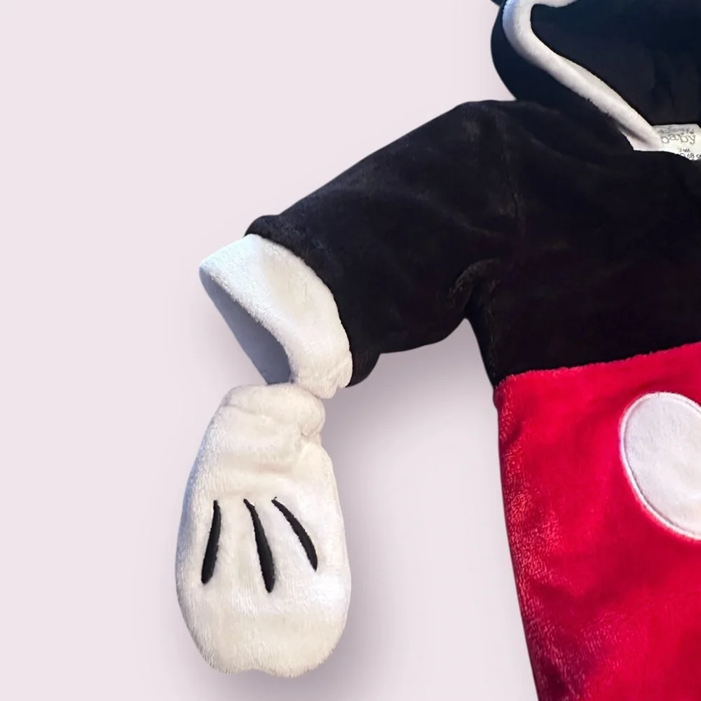 Disney Baby Mickey Mouse Snuggle Suit Heavy Weight Fleece Footies With Gloves
